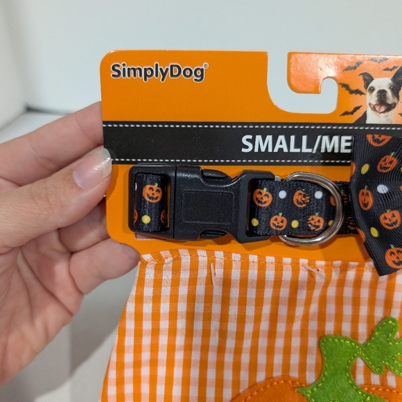 NWT Simply Dog Halloween Collar & Bandana Set - Orange and Black - Picture 2 of 6